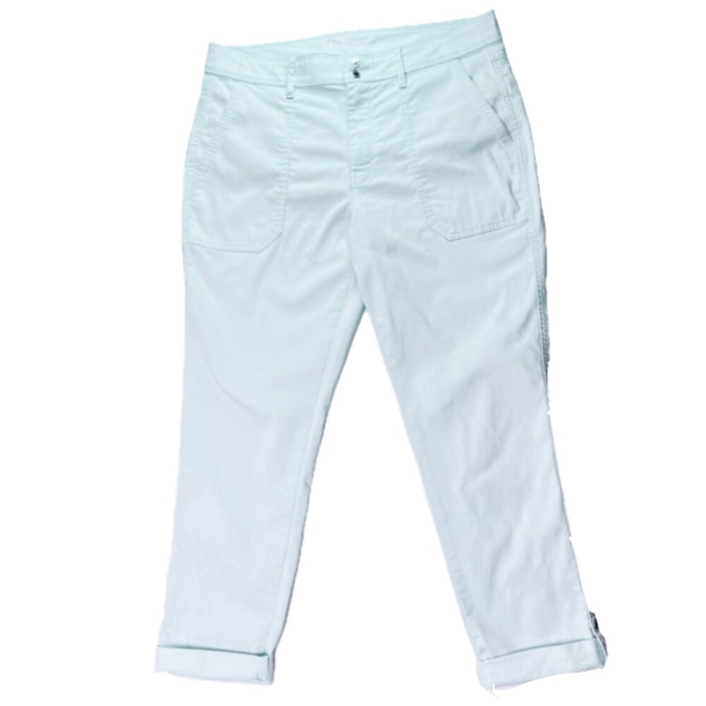 WHBM Women's Size 10 Ankle Pants Mint Green Chino's Cargo Pockets Snaps & Zipper